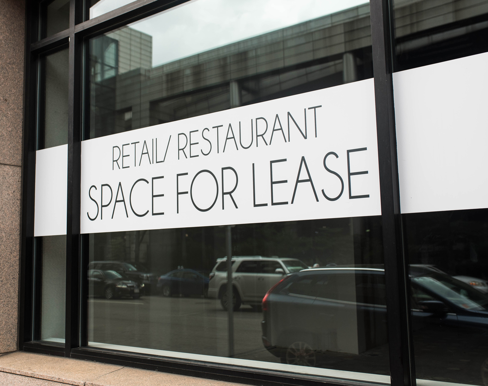 Storefront with for lease sign